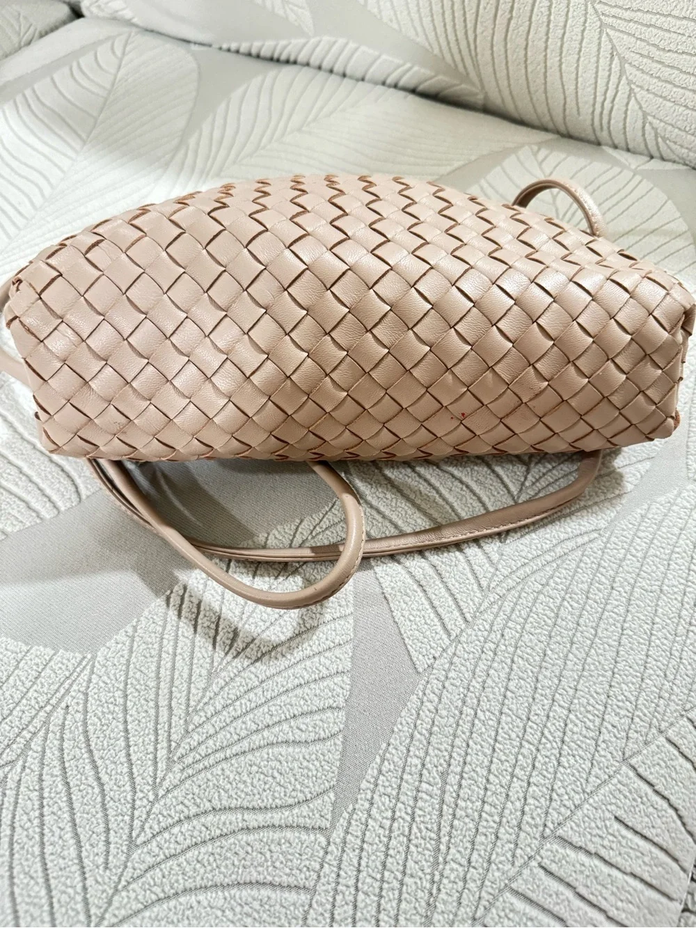 Quince Woven Leather Clutch in Taupe Beige